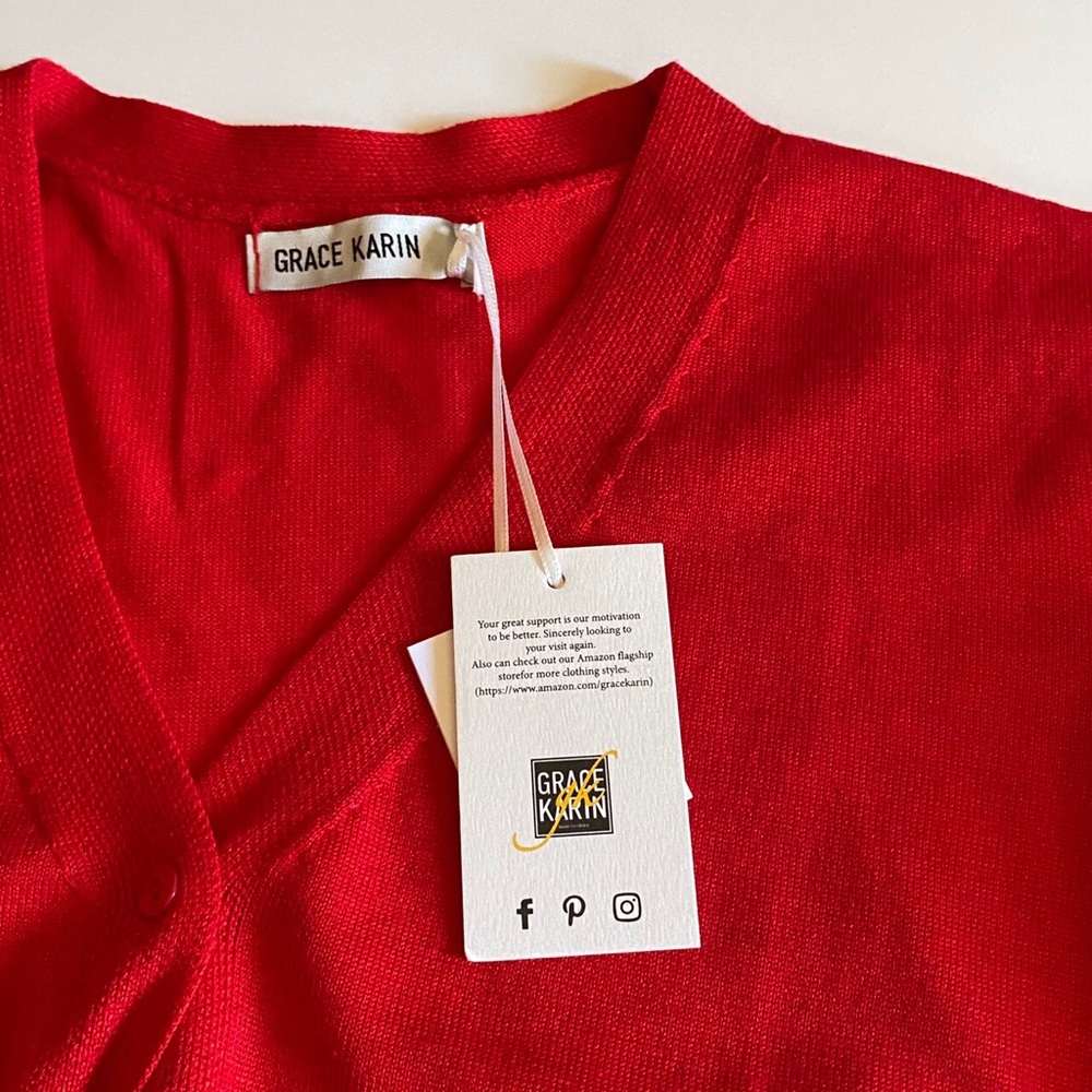 Red Button Up Cardigan - Picture 4 of 4